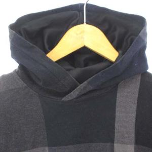 BLACK LABEL CRESTBRIDGE パーカー プルオーバー チェック コットン グレー ネイビー ブラック 黒 紺 マルチカラー L