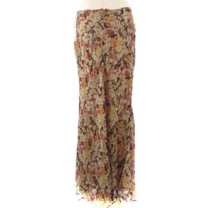 POLO RALPH LAUREN タグ付き WMPOSKTNDR20043 フローラル クリンクルド ジョーゼット マキシスカート フレア フラワー 花柄 ベージュ系