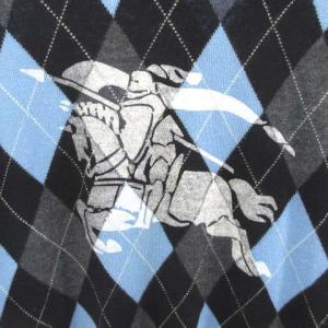 BURBERRY BLACK LABEL ビッグホースマークプリント ニット セーター アーガイル ウール チャコールグレー ブルー 青系 2 M位