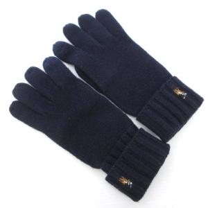 POLO RALPH LAUREN ポニー 刺繍 手袋 ウール 切替 羊革 スマホ対応 ネイビー 紺