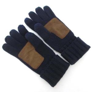 POLO RALPH LAUREN ポニー 刺繍 手袋 ウール 切替 羊革 スマホ対応 ネイビー 紺