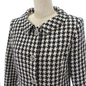 Lois CRAYON 美品 スカートセットアップ ひざ丈 ツイード ハウンドトゥース リネン混 コットン M グレー ECS