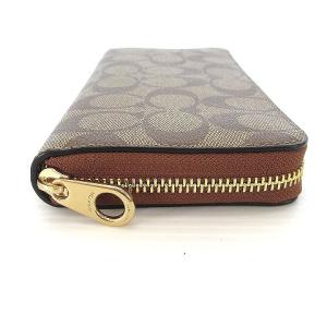 COACH 美品 C4452 シグネチャー PVC ラウンドファスナー 長財布 多収納 ベージュ ECS
