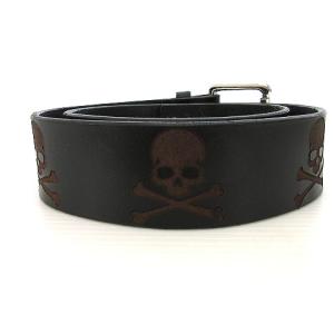 mastermind JAPAN ベルト ピンバックル スカル エンボス レザー 黒 ブラック SM0