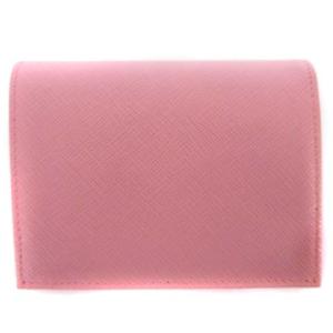 PRADA 1MV204 サフィアーノ 二つ折り財布 ミニ ウォレット 型押しカーフスキン ピンク