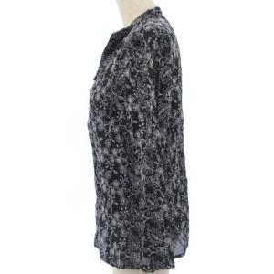 Leilian シャツジャケット 長袖 ジップアップ 刺繍 花柄 コットン ネイビー 紺 11 M位 ECS