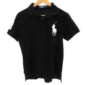 ポロシャツ 半袖 ビッグポニー 刺繍 コットン L 黒 ブラック