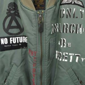 ALPHA INDUSTRIES ANARCHY MA-1 ブルゾン ジップアップ プリント ワッペン L カーキ