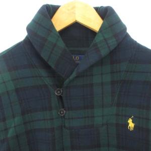 POLO RALPH LAUREN 近年 ブラックウォッチ スウェット トレーナー プルオーバー チェック 裏起毛 コットン グリーン 緑 SP S位 GY01