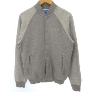 スタジャン ブルゾン ジャケット 裏毛 ロゴ ワンポイント コットン グレー M GY01