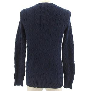 RALPH LAUREN SPORT スポーツ カーディガン 前開き ロゴ 刺繍 ワンポイント ケーブル コットン L ネイビー 紺