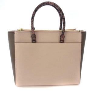 TORY BURCH トートバッグ 2WAY 切替 パイソン柄 ベージュ