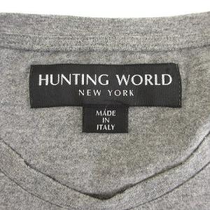HUNTING WORLD 美品 Tシャツ 半袖 クルーネック プリント コットン S グレー