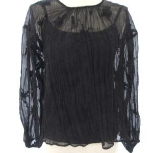 21SS ブラウス 長袖 シースルー 花柄 ブラック 黒 F