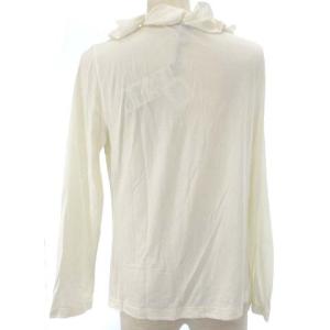 23区 タグ付き カットソー 長袖 フリル ウール混 ホワイト 白 44 XL位 大きいサイズ YGT