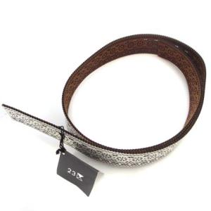 23区 タグ付き ベルト レザー ノルディック柄 牛革 ホワイト 白 YGT