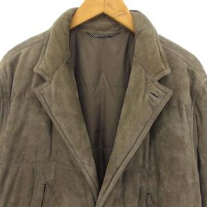 Ermenegildo Zegna スエード ダウンジャケット ラムレザー 羊革 グースダウン グレージュ系 56 XL位 アウター GY01