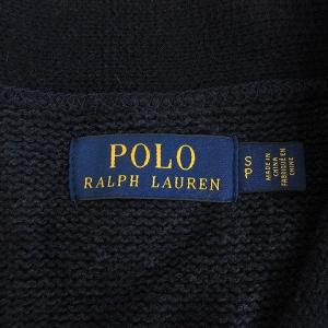 POLO RALPH LAUREN カーディガン ニット レタード エルボーパッチ 国内正規 リネン混 コットン S 紺 ネイビー GY01