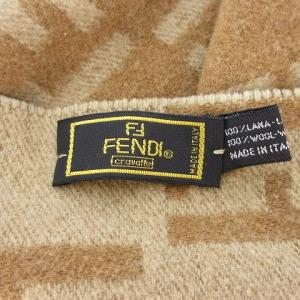 FENDI マフラー ストール フリンジ 総柄 ズッカ柄 ウール ベージュ