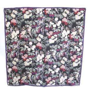 KEITA MARUYAMA ×富岡シルク コラボ スカーフボタニカルチェリー 花柄 シルク100％ ブラック