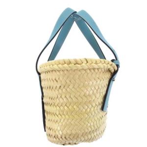 LOEWE バスケットバッグ スモール アナグラム かごバッグ ストロー レザー ベージュ