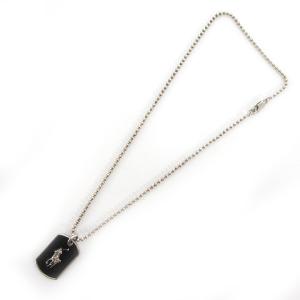 RALPH LAUREN ロゴ ドッグタグ ネックレス 925 ボールチェーン ホース 黒 ブラック シルバー