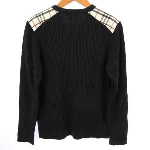 BURBERRY BLACK LABEL ニット セーター ノバチェック 国内正規 切替 ウール 2 M グレー GY01