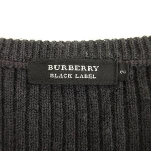 BURBERRY BLACK LABEL ニット セーター ノバチェック 国内正規 切替 ウール 2 M グレー GY01