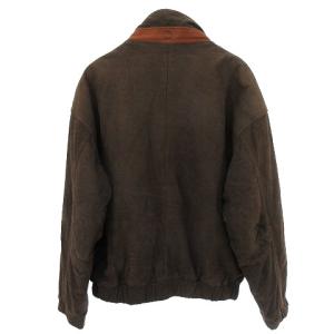 Timberland ヴィンテージ レザージャケット オーバーサイズ ハイネック ロゴマーク 比翼ジップ M 茶 ブラウン GY01