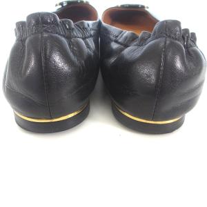 TORY BURCH 美品 フラットシューズ バレエシューズ パンプス ロゴ 7.5M 24.5cm 黒 ブラック GY05