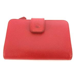 PRADA 二つ折り財布 ロゴ レザー 赤 レッド ウォレット GY12