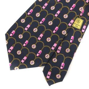 ココマーク ネクタイ レギュラー チェーン シルク100％ ネイビー 紺 IBO43