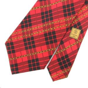 ネクタイ レギュラータイ チェーン シルク100％ レッド 赤 IBO43
