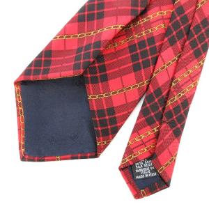 CHANEL ネクタイ レギュラータイ チェーン シルク100％ レッド 赤 IBO43