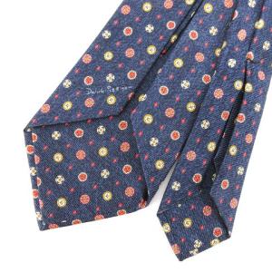 BVLGARI ネクタイ レギュラータイ 総柄 シルク100％ ネイビー 紺 IBO43