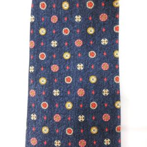 BVLGARI ネクタイ レギュラータイ 総柄 シルク100％ ネイビー 紺 IBO43