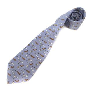 5064PA ネクタイ レギュラータイ 総柄 キツネ柄 ニワトリ柄 シルク100％ パープル 紫 IBO43