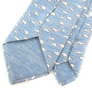 HERMES 7853UA ネクタイ レギュラータイ 総柄 雲柄 シルク100％ 水色 ブルー系 IBO43