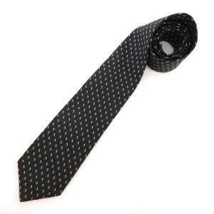 美品 ネクタイ レギュラータイ ビジネス 刺繍 ドット 黒 ブラック IBO43