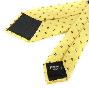 FENDI ネクタイ 総柄 シルク100％ 黄 イエロー 黒 ブラック マルチカラー IBO43