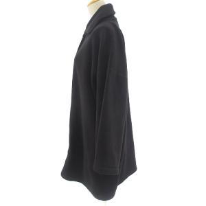 Salvatore Ferragamo ドルマンスリーブ ロングコート フリース 5B 金ボタン ブラック 黒 M アウター IBO43
