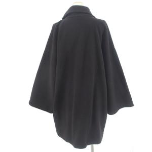 Salvatore Ferragamo ドルマンスリーブ ロングコート フリース 5B 金ボタン ブラック 黒 M アウター IBO43