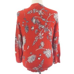Salvatore Ferragamo カーディガン 長袖 花柄 総柄 コットン カシミヤ混 レッド 赤 S IBO43