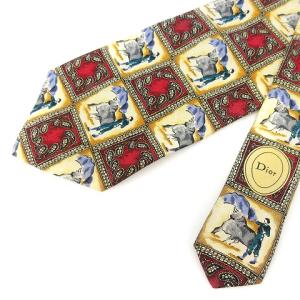 ネクタイ 総柄 シルク100％ 紫 パープル 黄系 イエロー系 マルチカラー IBO43