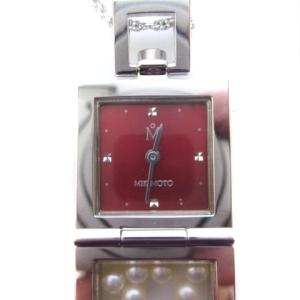 mimi&roger パール ペンダントウォッチ 時計 ネックレス クォーツ スクエア Sv925 赤文字盤 シルバー アクセサリー