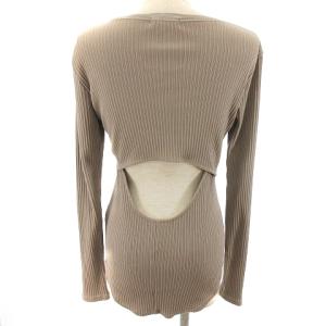 CLANE バックオープンリブトップス カットソー 12105-1082 無地 長袖 コットン ベージュ 2 M位