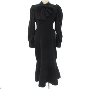 CWN0225037 22AW バックリボンティアード ニットマーメイドワンピース 長袖 ロング ブラック 黒 36 S位