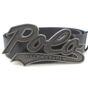 POLO RALPH LAUREN レザーベルト ロゴバックル ブラック 黒 38