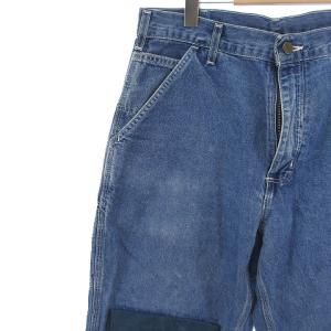 Carhartt デニムパンツ ワークパンツ ジーンズ レザーパッチ コットン インディゴブルー 青系 W33 M位 GY01
