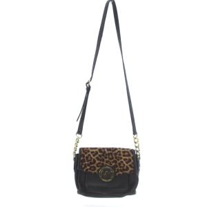MICHAEL KORS ハラコ ショルダーバッグ レオパード柄 ロゴ レザー ブラック 黒 鞄 GY01